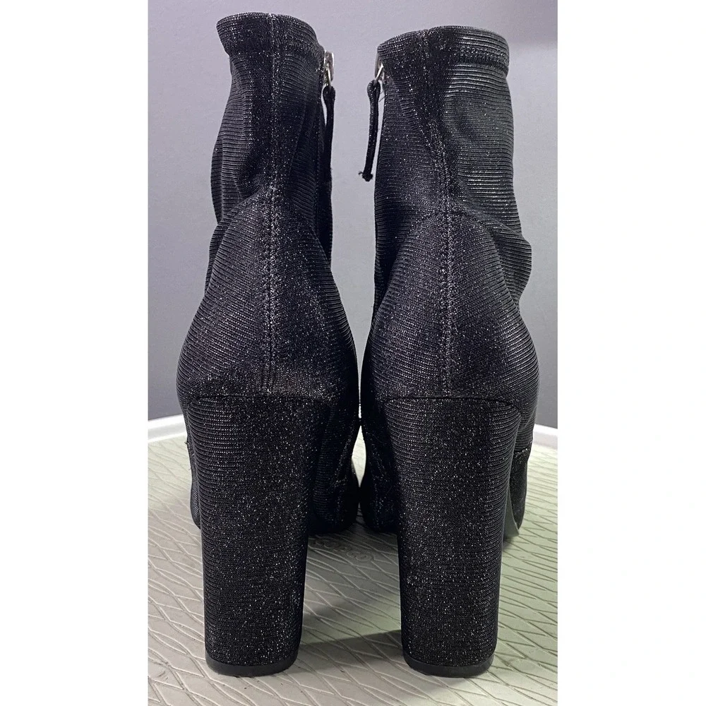 Steve Madden Womens Brisk Block-Heeled‎ Sexy Ankle Boots- Black Metallic-Sz.10M